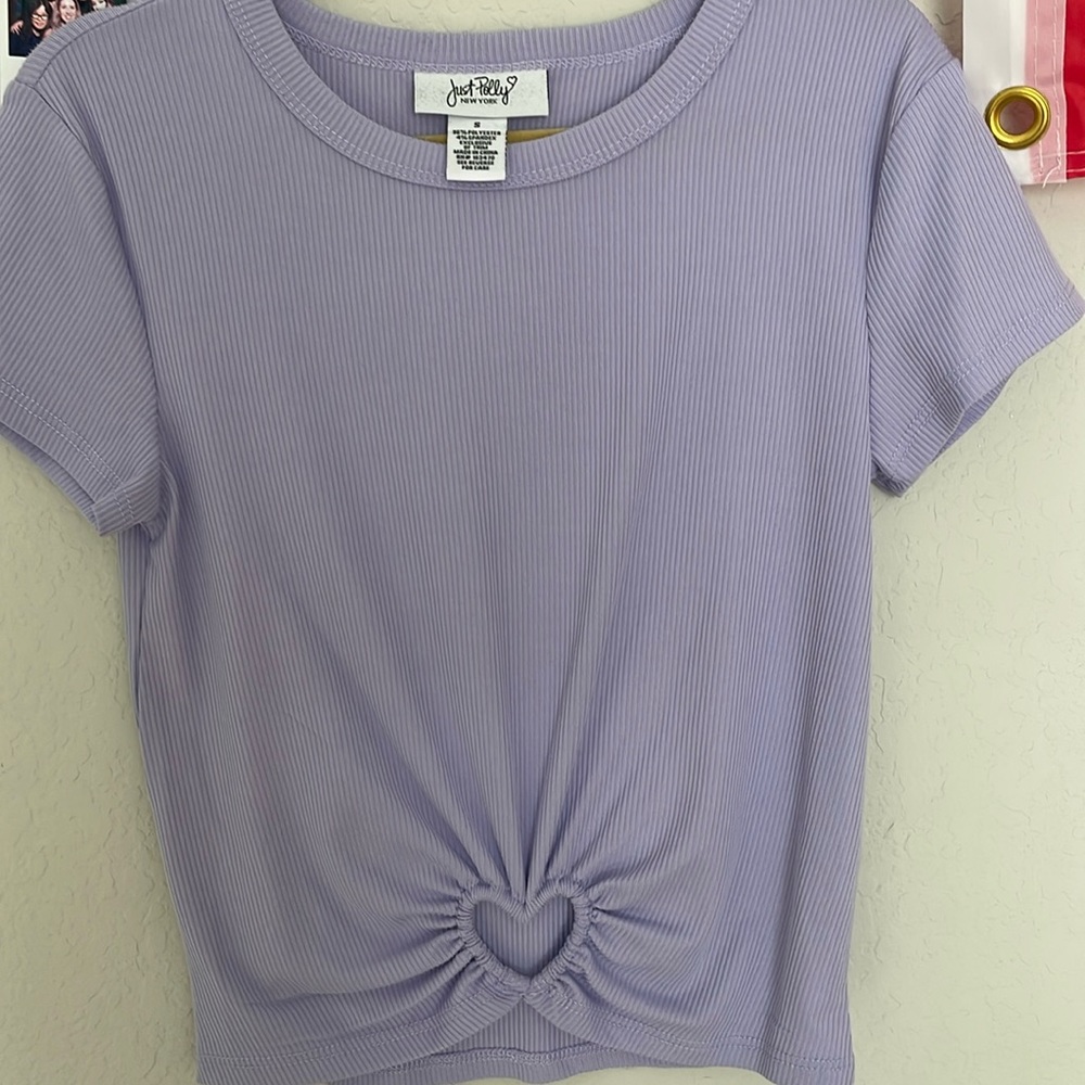 Purple crop top with heart